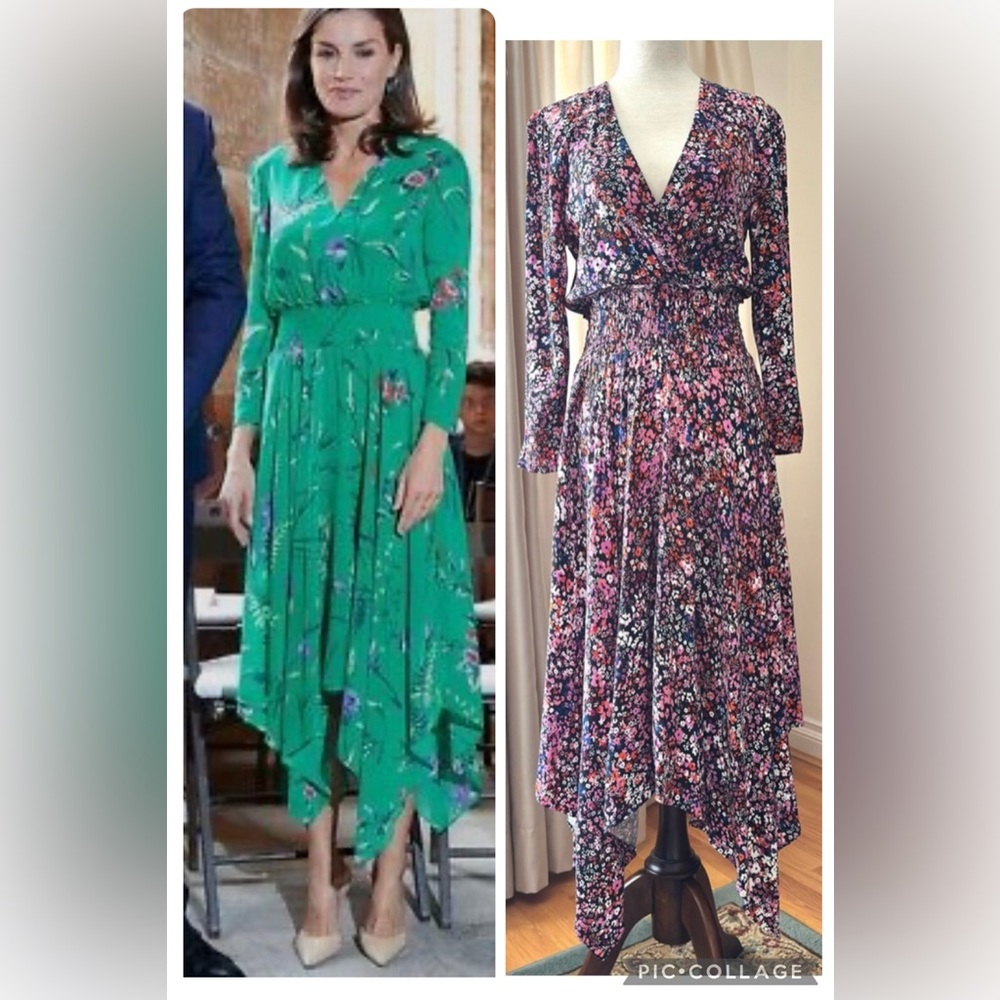 Maje Rayema Floral-Print Midi Dress 38 (Medium)